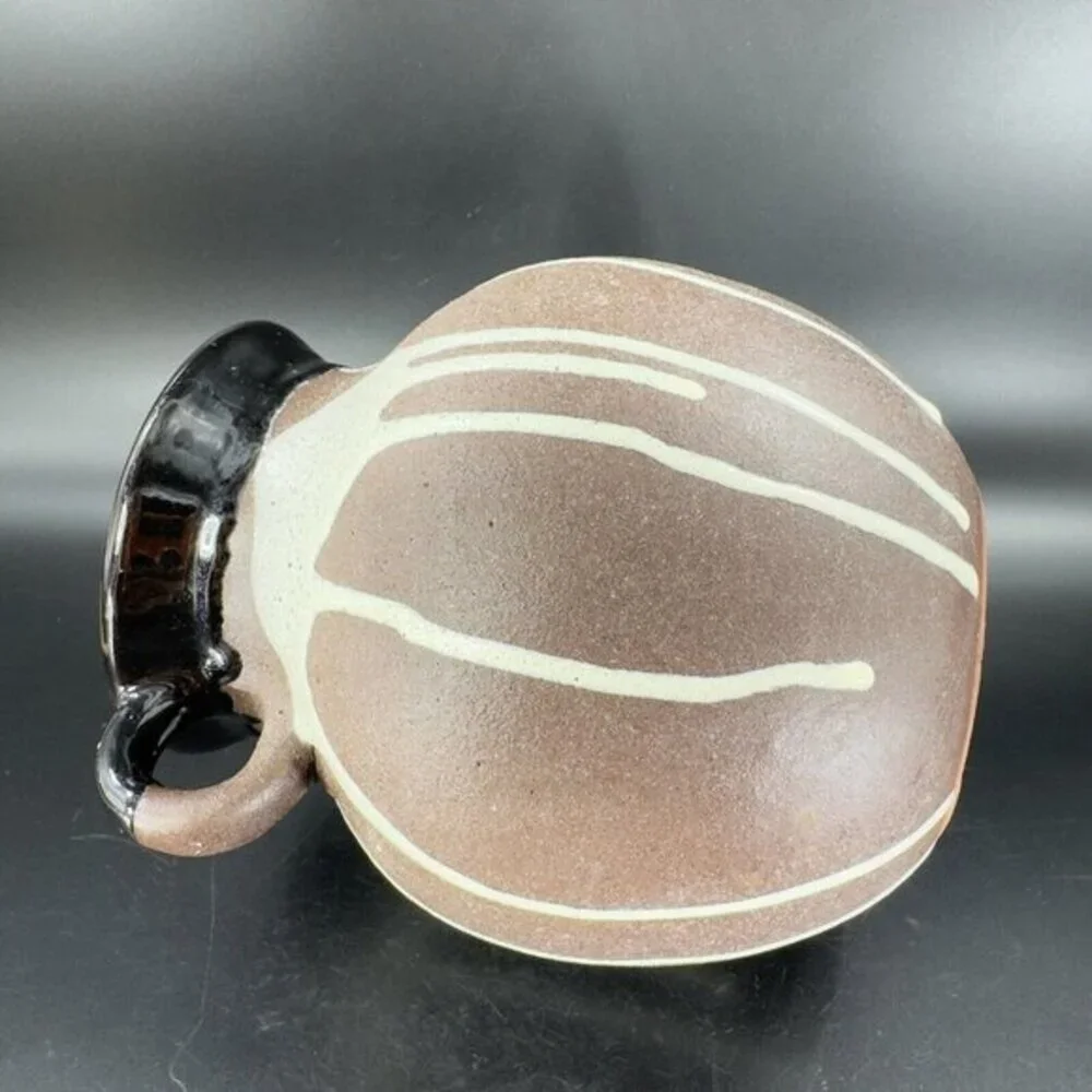 W Germany Pottery‎ Lava Glaze Vase Vessel Brown Drip Glaze RedWare With Handles